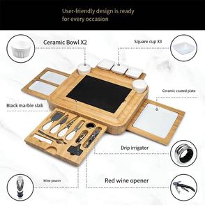 Ensemble de planches à <span class=keywords><strong>charcuterie</strong></span> en bambou de qualité supérieure avec plateaux extensibles et couverts 8 pièces - <span class=keywords><strong>Plateau</strong></span> de service pour <span class=keywords><strong>fromage</strong></span>, viande et fruits (OEM/ODM) - Product Image 6