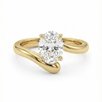 [2026 Baru] Desain Mewah Ringan Perak Sterling S925 Set Cincin Moissanite Garis Melengkung Sertifikat Domestik Oval 2 Karat