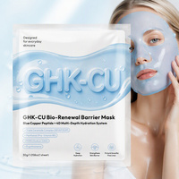 Masque en feuille pour le visage à l'acide hyaluronique, hydratant en profondeur, au céramide, au peptide de cuivre bleu GHK-CU, PDRN, hydrogel, bio-rénovateur de barrière