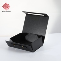 Boîtes carrées écologiques et recyclables en carton pliable magnétique bleu Baoren, personnalisées, simples, pour perruques, chapeaux, cadeaux, avec poignée, grande taille