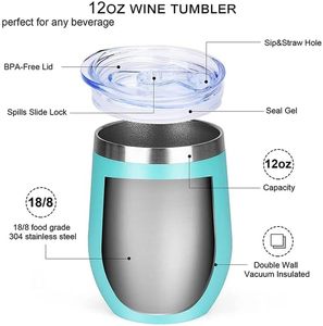 Gobelet isotherme de 12 oz avec couvercle, double paroi sous vide en acier inoxydable, tasse à vin, à café, à champagne, à cocktail, à bière - Product Image 4