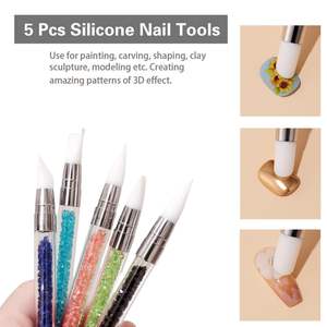Stylo à sculpter double embout pour nail art, silicone, acrylique, strass, résine, pointe en caoutchouc, gravure, gaufrage, pinceaux pour gel polonais, outil - Product Image 2