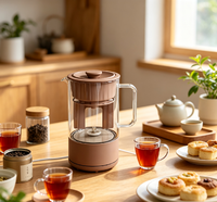 Bouilloire électrique numérique portable en verre, base rotative à 360 degrés, capacité de 600 ml, arrêt automatique pour la cuisine domestique