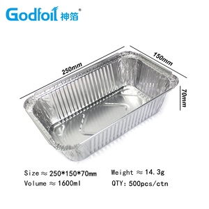 Eco-friendly Household Rectangular Food Grade Aluminum <strong>Foil</strong> <strong>Container</strong> 83160 Packaging 8011 3003 Godfoil Pulp Moulding Accept ISO - Product Image 2