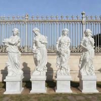 Statue de Dame Grandeur Nature en Marbre Blanc Poli, Design Européen, Personnalisable, Sculpture Quatre Saisons, Durable, Faite à la Main, pour Jardin et Villa