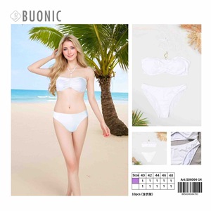 Ensemble de bikini blanc sans bretelles pour femme Buonic, tailles 42, 44, 46, 48, maillot de bain de plage - Product Image 1