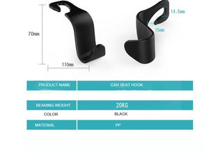 Paquete de 4 accesorios para coche, gancho para asiento trasero de vehículo, organizador trasero para asiento de coche, gancho para reposacabezas para coche - Product Image 4