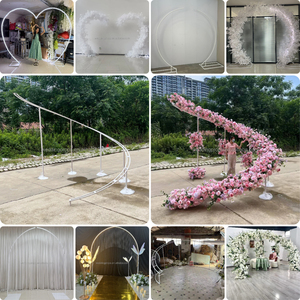 LEDA Wedding <b>Party</b> Decor Modern Outdoor Lawn Wedding Circular Wrought Iron Frame with White Fabric Draping <b>Backdrop</b> - Product Image 5