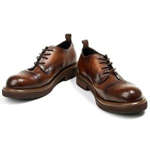 High Quality Men's Square Oxford Moccasin Loafers Genuine Leather Lace-Up Closure Anti-Slip Breathable Lightweight Dress <b>Shoes</b> - Product Image 1