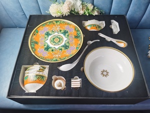 Luxury <b>32</b>-<b>Piece</b> Bone Porcelain Dinnerware <b>Set</b> European Minimalist Style Cup Kit Stocked Giveaways - Product Image 6