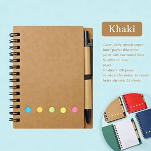 Carnet à spirale en papier kraft multifonction moderne personnalisé avec autocollants et notes adhésives détachables pour étudiants - Product Image 2
