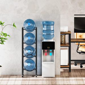 Soporte para Garrafa de Agua de 5 Galones, Estante de Almacenamiento de Botellas de Agua de 4 Niveles <span class=keywords><strong>con</strong></span> <span class=keywords><strong>Ruedas</strong></span> Bloqueables, Novedad de Marzo para el Festival Comercial - Product Image 3