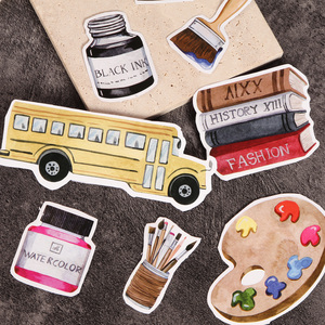 Custom Die Cut 168pieces Watercolor Self-adhesive <strong>Preppy</strong> Aesthetic Stationery <strong>Stickers</strong> for Scrapbook Decoration - Product Image 4