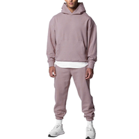 Set Hoodie Pria Ukuran Besar Bahan Polyester/Katun Tebal Kasual Solid Bernapas Berlapis Fleece 345 GSM untuk Musim Dingin