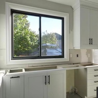 Fenêtre coulissante verticale à double vitrage, conforme à la norme australienne AS2047, avec moustiquaire, en alliage d'aluminium, design contemporain