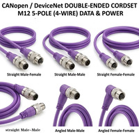 كابل M12 CANopen DeviceNet، نواة نحاسية، عازل PVC، مقاوم للماء IP67، 5 أقطاب، 4 أسلاك، محمي، طول 1.5 متر، صنع في ألمانيا، 100% أصلي للآلات