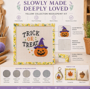 Lienzo para Bordado 100% Algodón 13 Mesh Trickortreat Blanco Mono Hecho a Mano <span class=keywords><strong>con</strong></span> Diseño Floral para Bordar - Product Image 2