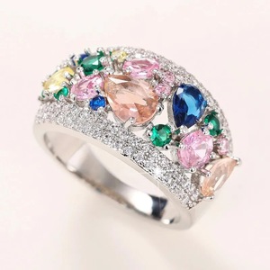 Anello Cocktail Q619 in Argento 925 con Moissanite Taglio a Pera e Incastonatura Pavé, Gioiello da Festa per Donne - Product Image 6