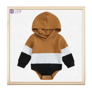 Khuyến mãi giá Áo len bé trai trẻ sơ sinh trùm đầu Romper tùy chỉnh in dài tay áo onesie trang phục cậu bé Trùm đầu áo