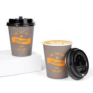 Logo de <span class=keywords><strong>couleur</strong></span> personnalisé 8 12oz 16oz tasse à café simple double paroi à emporter pour boisson chaude avec couvercle gobelets en papier jetables en <span class=keywords><strong>carton</strong></span> - Product Image 5