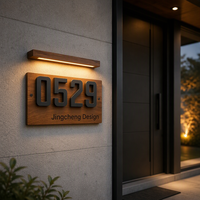 Plaque de porte décorative moderne en bois pour numéro de maison, modèle JC-LM244, personnalisable, pour entrée de maison - Grande Vente