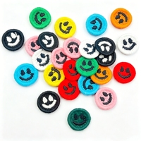 Patchs ronds colorés mini visages souriants, broderie soluble dans l'eau, appliques pour vêtements d'enfants, chaussettes, chaussures, décoration DIY, personnalisables