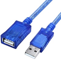 USB 2.0 Verlängerungskabel USB-Stecker auf USB-Buchse Kabel Halbtransparent Blau Reinkupferleiter für Computermaus Barcode-Scanner