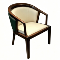 Chaise de salle à manger en bois rembourrée sans accoudoirs BST avec coussin en cuir PU pour restaurant et salon