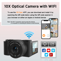 Appareils Photo Numériques 64 Mégapixels avec Zoom Optique 10X, Vidéo 4K, Lumière LED Intégrée, Écran Rabattable de 2,88 Pouces et Wifi pour la Photographie