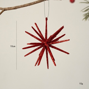 Ornements d'arbre en forme d'étoiles scintillantes dorées, argentées et blanches, boules pointues brillantes assorties avec cordon de suspension - Product Image 6