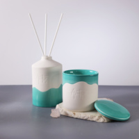 Bougie de soja naturelle en céramique colorée sans fumée, huile essentielle, bougies de luxe pour la maison parfumées