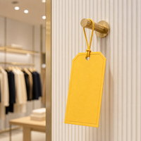 Étiquette suspendue jaune personnalisée avec cadre de bordure gaufré et cordon assorti pour boîte cadeau et emballage de magasin de détail