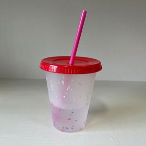 Gobelet en plastique PP arc-en-ciel à changement de couleur multifonction avec paille - Product Image 3