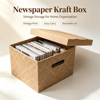 Caja de Cartón Corrugado Personalizada con Tapa y Asas, para Almacenamiento de Archivos y Libros