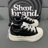 SHOOT BRAND Reissue Black Plum Sneakers pour Hommes et Femmes, Chaussures de Marche en Cuir Rétro à Semelle Épaisse et Rehaussée, Légères