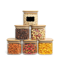 Ensemble de petits bocaux de stockage d'aliments de 0,5 L, récipients de stockage transparents avec couvercle hermétique en bambou, récipient d'organisation du garde-manger, pot à épices