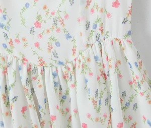 Mini vestido cuadrado de crepé de gasa a la moda personalizada, vestido informal floral plisado de manga larga para <span class=keywords><strong>mujer</strong></span> - Product Image 4