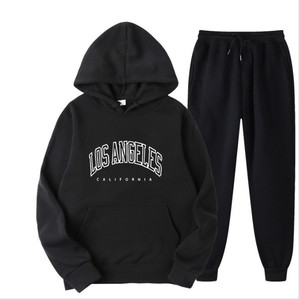 Ensemble de survêtement 2 pièces pour <span class=keywords><strong>homme</strong></span>, pull à <span class=keywords><strong>capuche</strong></span> uni, style européen et américain, printemps automne, décontracté, <span class=keywords><strong>bordeaux</strong></span> - Product Image 2