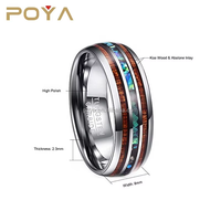 Mwpoya — bijoux pour hommes, 8mm, en bois de Koa hawaïen et coquille d'abalone, bagues en carbure de tungstène, confortable, cadeau de fiançailles