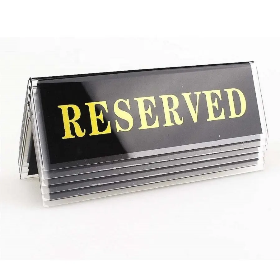 Xinkeda double sided reserved table display sign Restaurant reserved acrylic table sign with custom logo