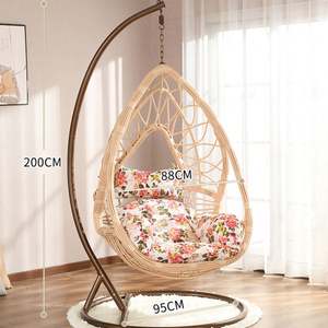Standı ile büyük asılı koltuk sandalye yumurta salıncak sandalye açık kapalı pembe PE hasır asılı sandalye pembe konfor yastık ile açık - Product Image 6