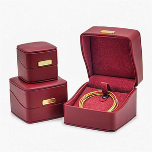 Luxury Leather <b>Ring</b> Box Gold Metal <b>Plate</b> for <b>Ring</b> Bracelet Pendant Set Custom Jewelry Box with Logo Bulk Order - Product Image 2