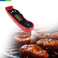Termometer Digital lipat bahan baja tahan karat, termometer makanan & daging, penggunaan luar ruangan dapur LCD baja tahan karat 304 & Plastik