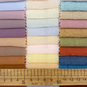 Crinkled 한국 인도네시아 캔디 컬러 abaya 실크 질감 이끼 폴리 에스터 크레페 조젯 패브릭 드레스