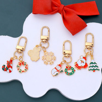 Porte-clés de Noël en alliage métallique en gros, style mignon Père Noël, Bonhomme de neige, Renne, Flocon de neige, Porte-clés de Noël en métal