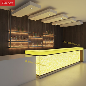 Comptoir de bar modulaire <span class=keywords><strong>LED</strong></span> lumineux et étanche en Corian blanc, surface solide, mobilier de bar en pierre illuminé - Product Image 6