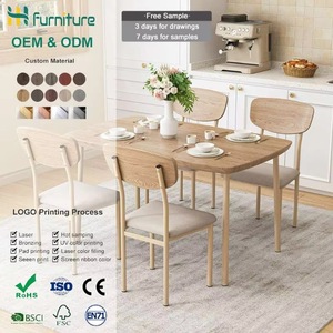 Juego de mesa y sillas de comedor minimalistas de madera maciza, sillas tapizadas cómodas, mesa y sillas multifuncionales - Product Image 1
