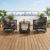 Ensemble table et chaises de balcon en rotin style décontracté, directement de l'usine ; Chaises de salle à manger tressées intérieur-extérieur pour patios, jardins, maisons d'hôtes