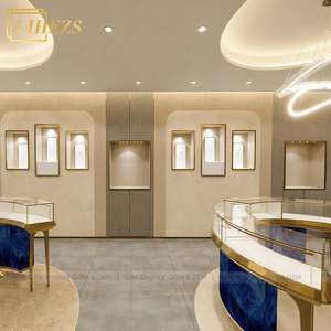 Vitrina de Pared de Lujo para Exhibición de Joyería Comercial, Mostrador Azul, Diseño de Vitrina para Tienda con Renderizado 3D - Product Image 5