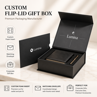 Boîte cadeau personnalisée haut de gamme avec couvercle rabattable, insert en mousse et enveloppe assortie pour coffrets cadeaux d'entreprise et emballages de luxe